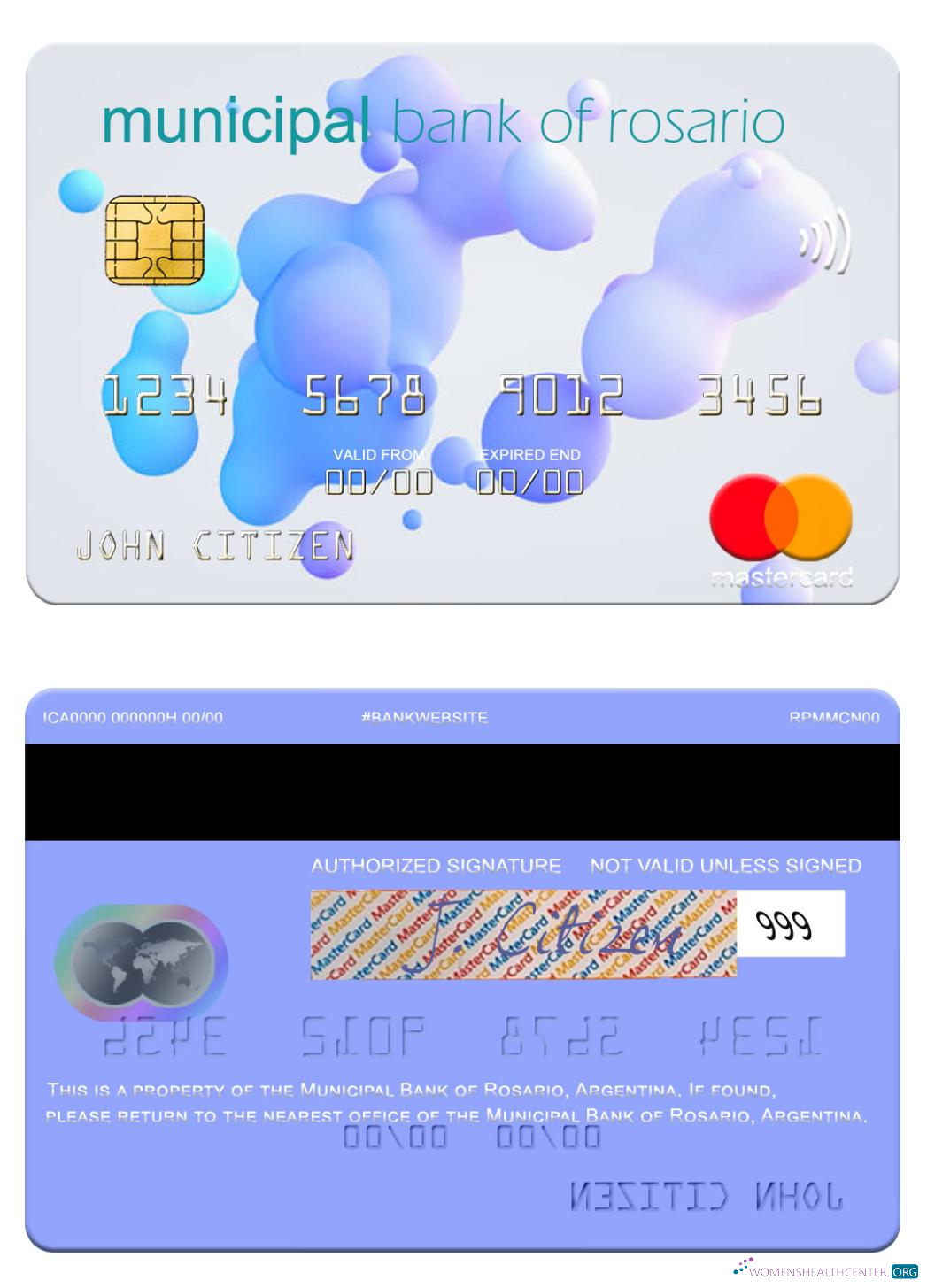 Download Argentina Municipal Bank of Rosario mastercard Photoshop template